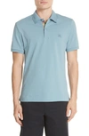 Burberry Bedford Abown Pique Polo In Dusty Teal Blue
