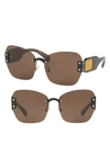Miu Miu 63mm Rimless Sunglasses In Black/ Tan Solid