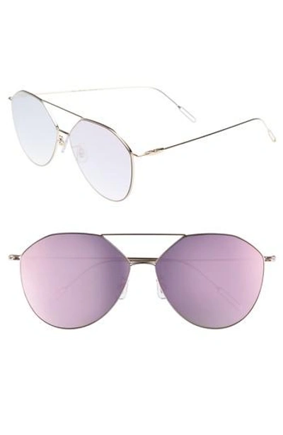 Vedi Vero 55mm Metal Aviator Sunglasses - Gold /pink Mirror
