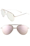 Vedi Vero 59mm Metal Aviator Sunglasses - Rose Gold/pink Mirror