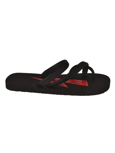 Neil Barrett Lightning Bolt Flip Flops In Black-red