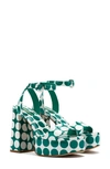 Larroude Dolly Ankle Strap Platform Sandal In Green