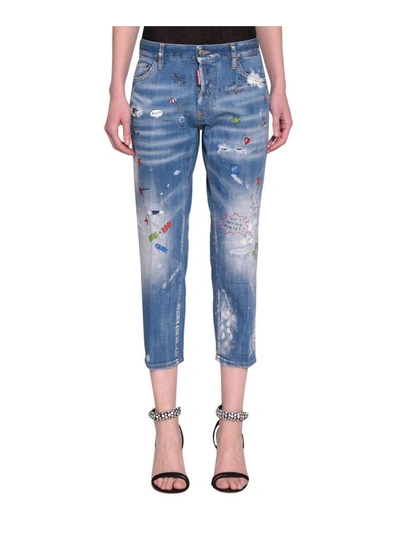 Dsquared2 Tomboy Cotton Denim Jeans In Blu