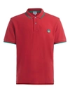 Kenzo Red Polo Shirt With Green Edges In Rosso