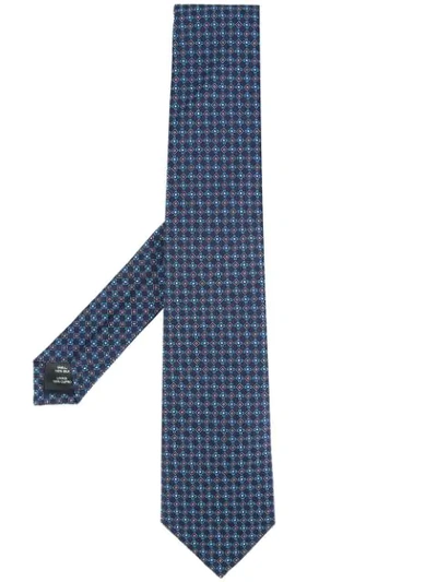 Gieves & Hawkes Embroidered Floral Tie In Blue