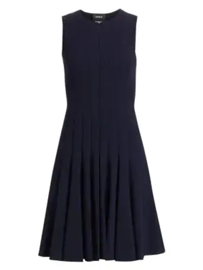 Akris Zipper-accented Wool Dress In Navy