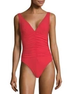 Karla Colletto Swim Women's One-piece Ruched-center Swimsuit In Cherry