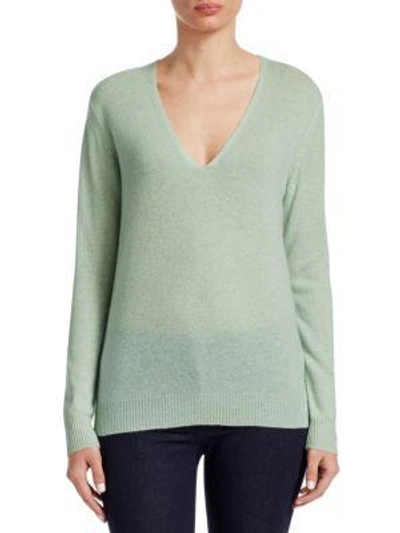 Theory Adrianna Cashmere V-neck Sweater In Light Mint