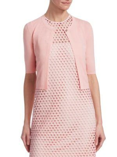 Akris Punto Elements Wool Cropped Cardigan In Rose Pink