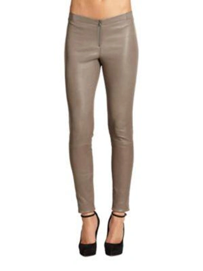 Alice And Olivia Front-zip Leather Legging In Camel
