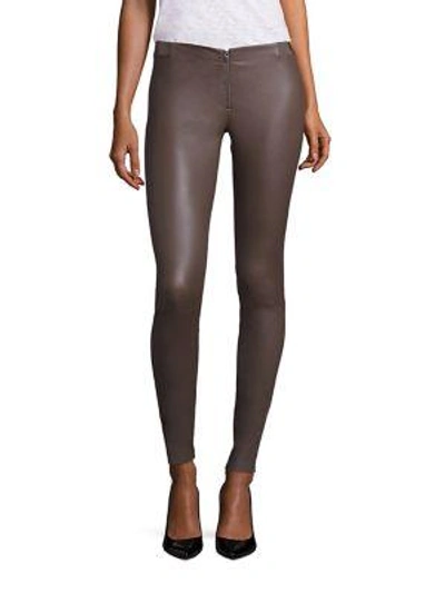 Alice And Olivia Front-zip Leather Legging In Graphite