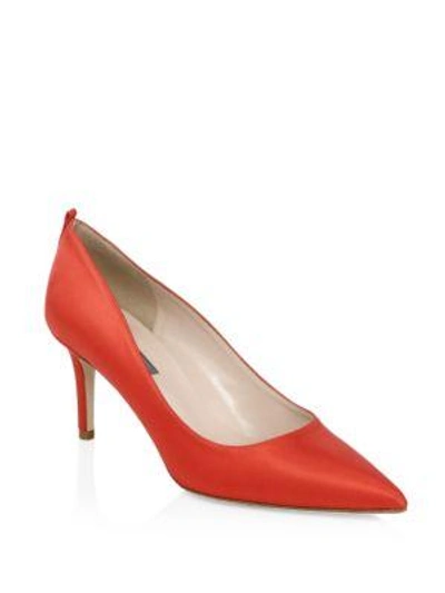 Sjp By Sarah Jessica Parker Fawn Satin Point Toe Pumps In Red