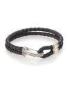 John Hardy Classic Chain Silver Hook Station Leather Bracelet In Dark Grey