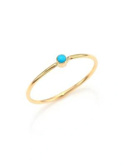 Zoë Chicco Turquoise & 14k Yellow Gold Ring In Gold Turquoise