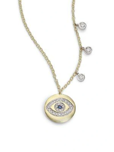 Meira T Sapphire, Diamond & 14k Yellow Gold Evil Eye Disc Charm Necklace