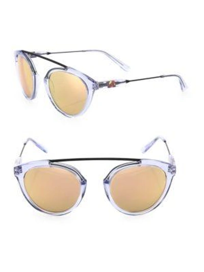 Westward Leaning Flower 14 51mm Mirrored Aviator Sunglasses In Blue Ice Rose Gold