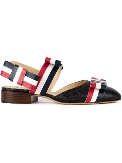 Thom Browne Signature Stripes Pointed Sandals In Black