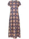 La Doublej Printed Maxi Swing Dress In Blue