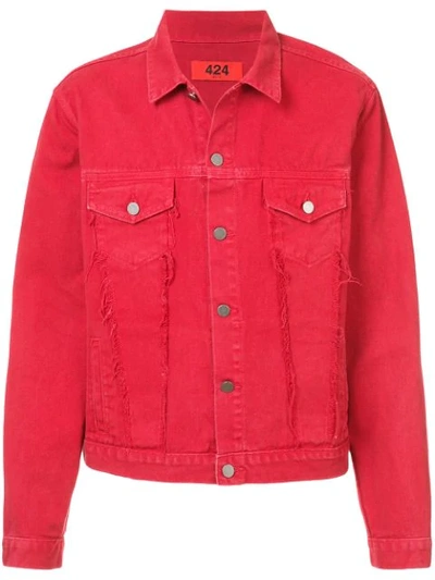 424 Button Denim Jacket In Red
