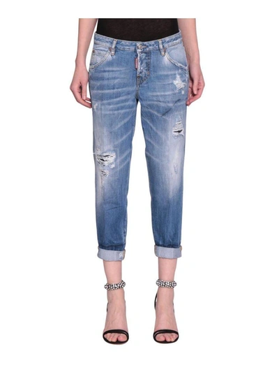 Dsquared2 Hockney Cotton Denim Jeans In Blu