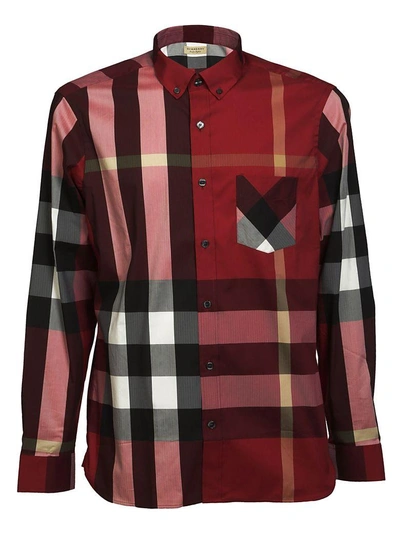 Burberry Thornaby Check-print Regular-fit Cotton-blend Shirt In Bright Red