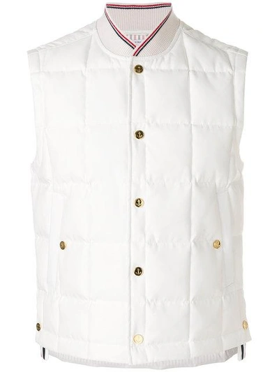 Thom Browne Downfilled Button Front Vest In Solid Nylon Tech