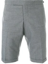 Thom Browne Low Rise Skinny Shorts In Grey