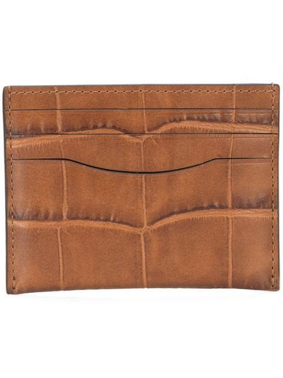 Coach Crocodile Embossed Card Case In Brown