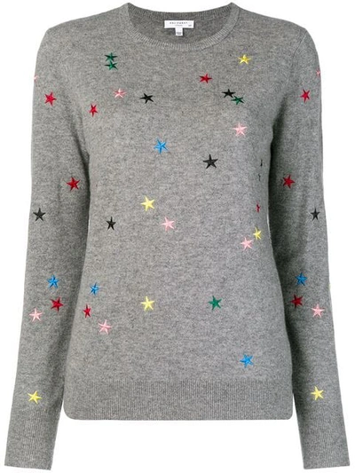 Equipment Woman Embroidered Mélange Cashmere Sweater Gray In Heather Gray Multi