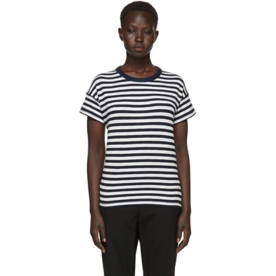 Rag & Bone Rag And Bone Navy And White Striped Kat Split Back T-shirt In White/navy