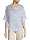 Lafayette 148 Classic Elbow-length Sleeve Top In Sky Blue