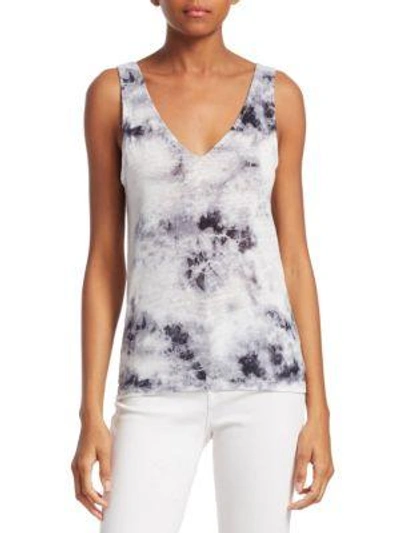 Majestic Tie Dyed Linen Tank Top In Tiedye Noir