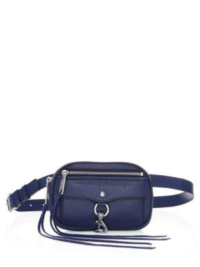 Rebecca Minkoff Blythe Convertible Leather Belt Bag In True Navy/silver