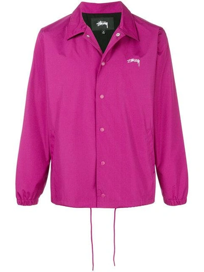 Stussy Button Shirt Jacket In Pink