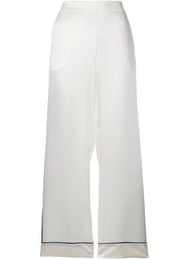 Asceno Piped-trim Silk Pyjama Bottoms In White