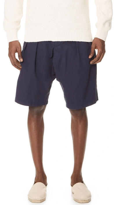 Monitaly Drop Shorts In Poplin Navy