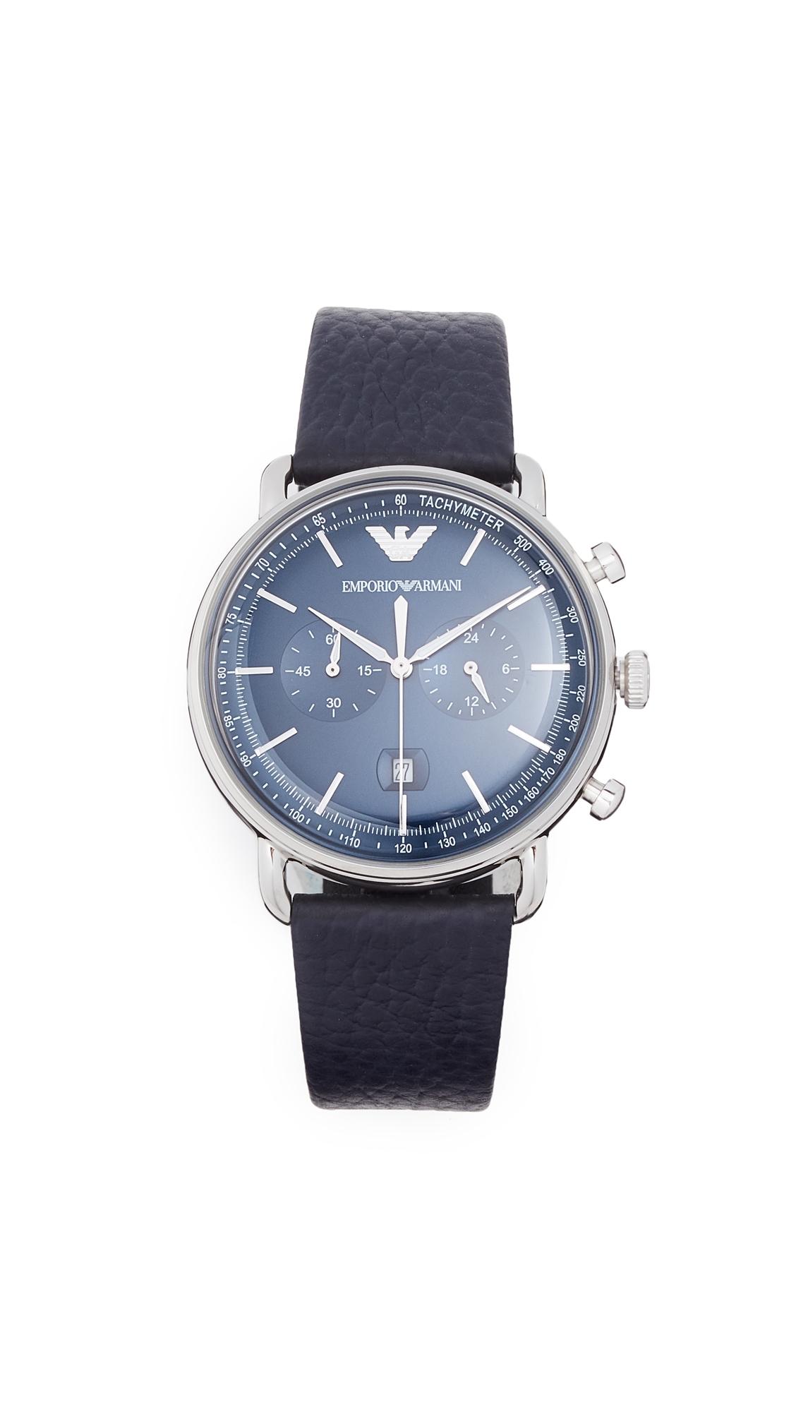 emporio armani aviator blue watch