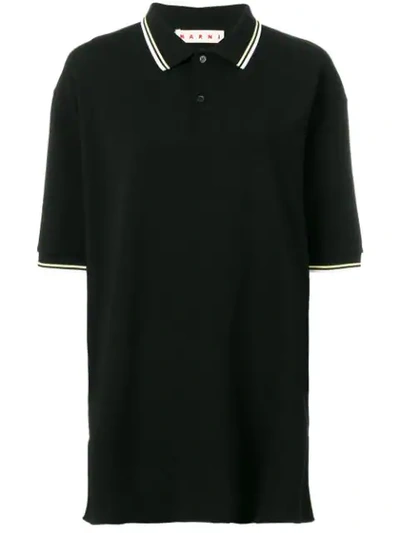 Marni Oversized Polo Shirt In Black