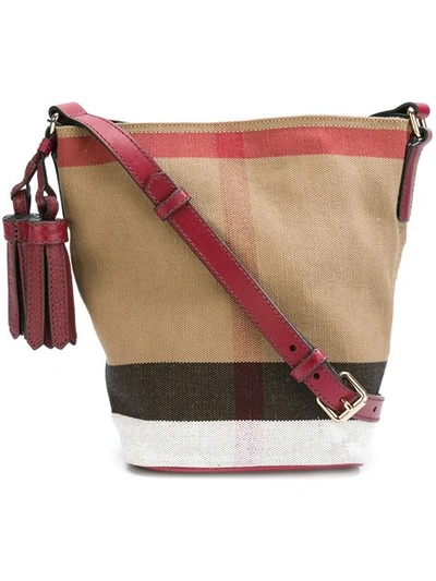 Burberry Ashby Small Canvas Bucket Bag In Burgundy Red | ModeSens