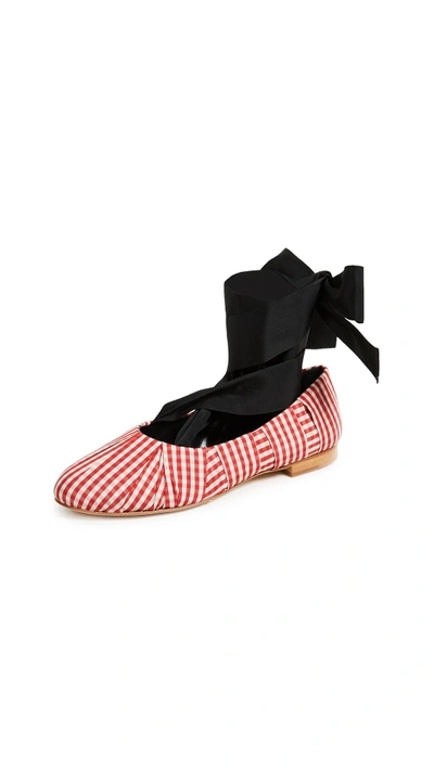 Trademark Sylvie Gingham Ballet Flats In Red/cream