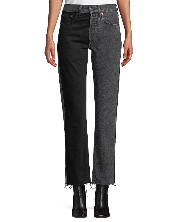 Vetements X Levi's 501 Straight-Leg Two-Tone Cropped Jeans W/ Raw-Edge ...