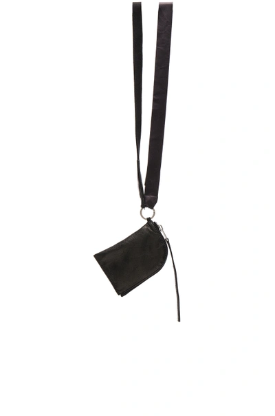 Rick Owens Glitter Leather Neck Wallet In Black | ModeSens