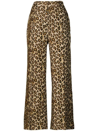 Alberto Biani Leopard Print Cropped Trousers In Brown