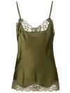 Gold Hawk Lace Trim Cami Top In Green