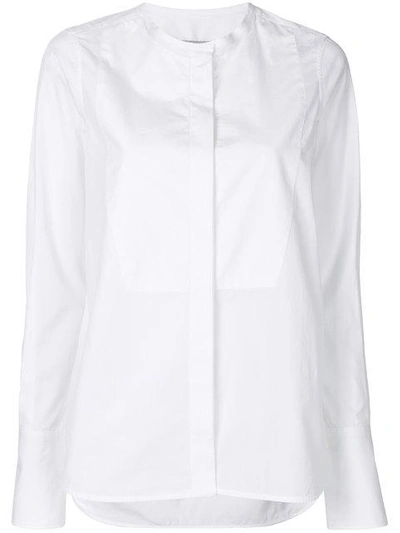 Alberto Biani Collarless Long Sleeve Shirt In White