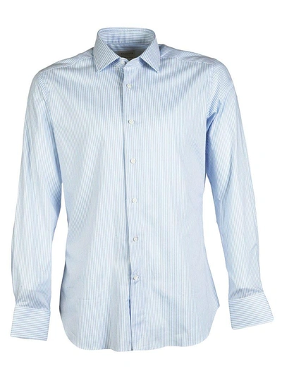 Bagutta Striped Pattern Shirt In Blue