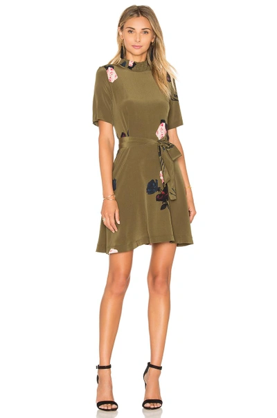 ganni green silk dress Drapey Maxi Dress