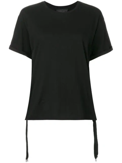 Kendall + Kylie Ruchéd Side Tie T-shirt In Black