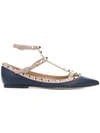 Valentino Garavani Garavani Rockstud Ballerina Shoes In Blue