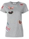 Valentino Embroidered Butterfly T-shirt In Grey